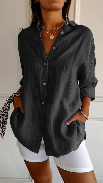Da Donna Camicia Bottoni Relax Oversize Eleganza Moderna