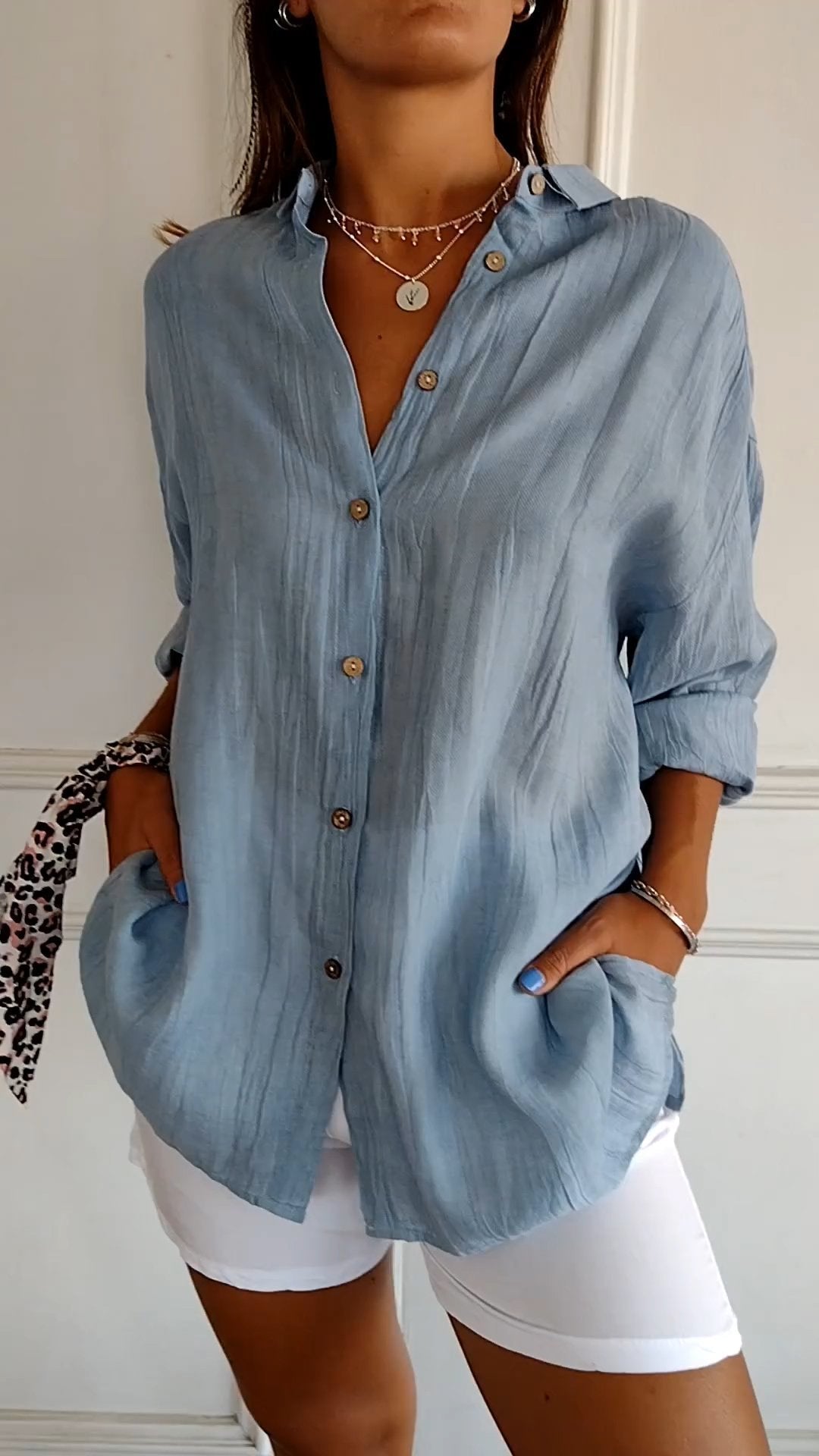 Da Donna Camicia Bottoni Relax Oversize Eleganza Moderna