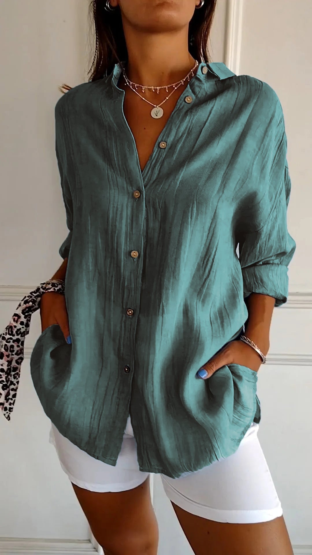 Da Donna Camicia Bottoni Relax Oversize Eleganza Moderna