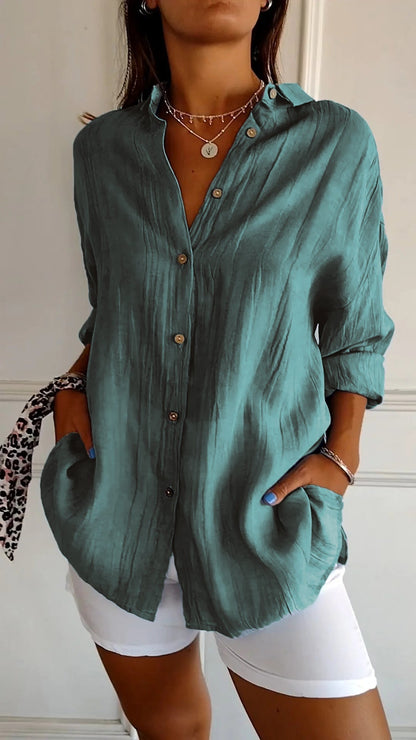 Da Donna Camicia Bottoni Relax Oversize Eleganza Moderna