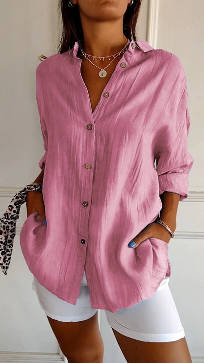 Da Donna Camicia Bottoni Relax Oversize Eleganza Moderna