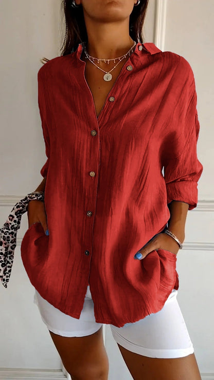 Da Donna Camicia Bottoni Relax Oversize Eleganza Moderna