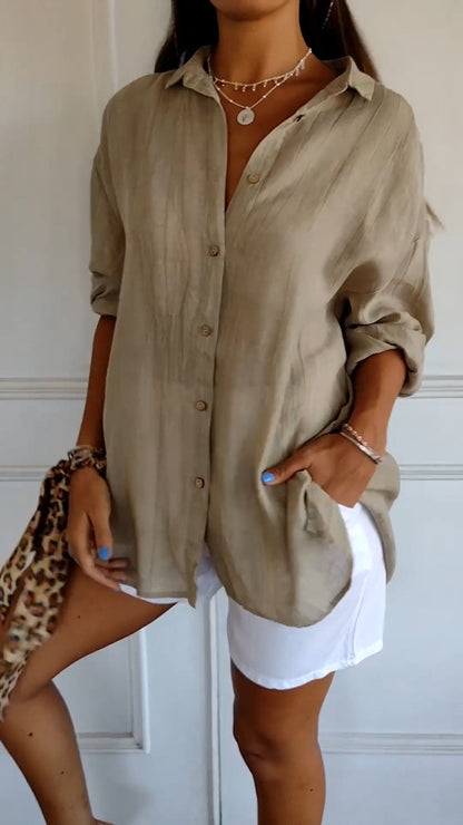 Da Donna Camicia Bottoni Relax Oversize Eleganza Moderna