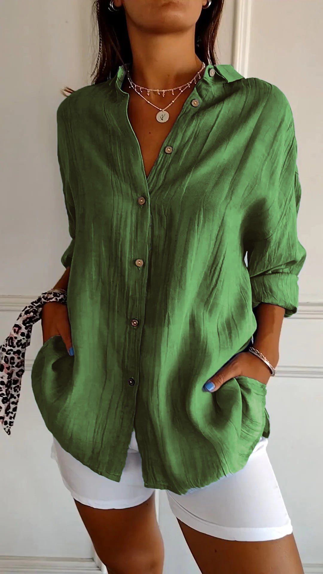 Da Donna Camicia Bottoni Relax Oversize Eleganza Moderna