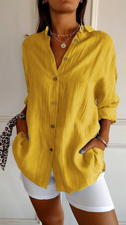 Da Donna Camicia Bottoni Relax Oversize Eleganza Moderna