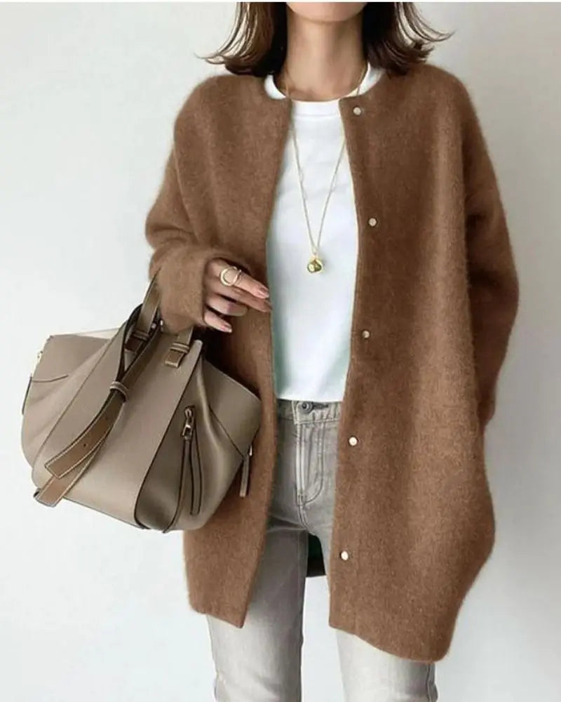 Da Donna Cardigan Lana Bottoni Relax Eleganza Moderna