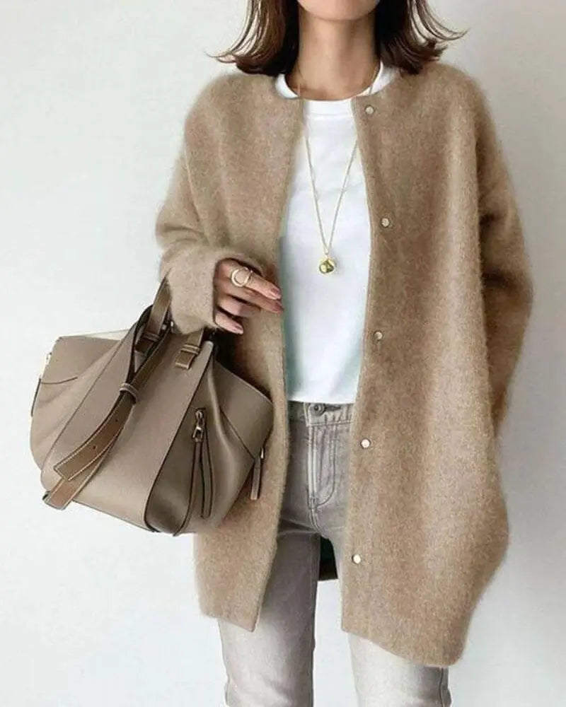 Da Donna Cardigan Lana Bottoni Relax Eleganza Moderna