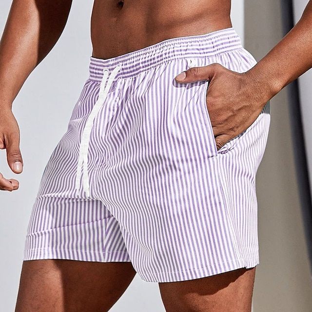 Da Uomo Costume Mare Righe Coulisse Relax Casual Moderno