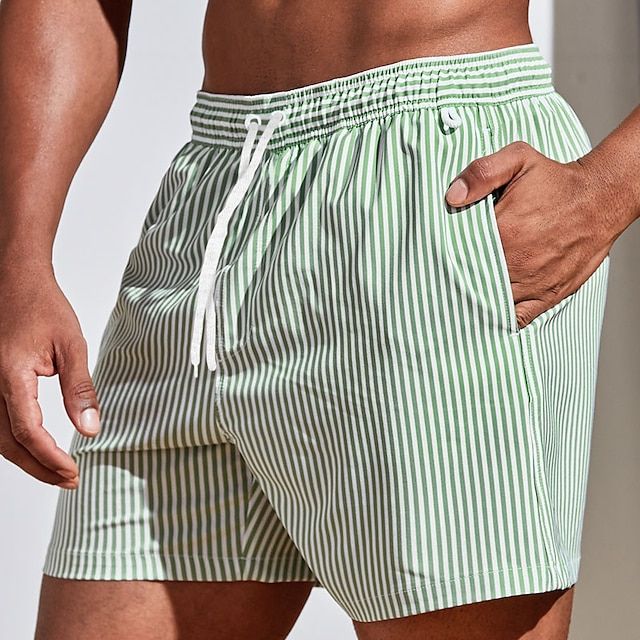 Da Uomo Costume Mare Righe Coulisse Relax Casual Moderno