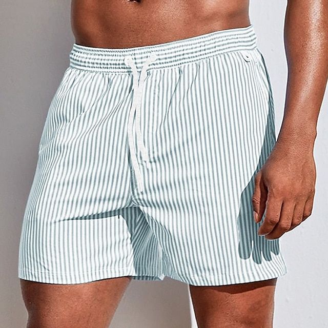 Da Uomo Costume Mare Righe Coulisse Relax Casual Moderno