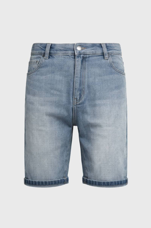 Da Uomo Shorts in Denim Orlo con Risvolto Taglio al Ginocchio Quotidiano