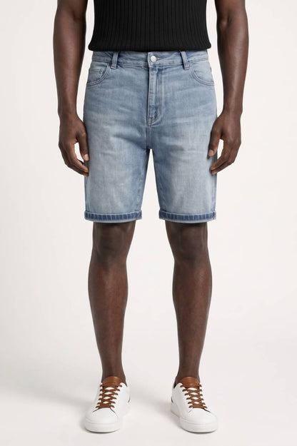 Da Uomo Shorts in Denim Orlo con Risvolto Taglio al Ginocchio Quotidiano