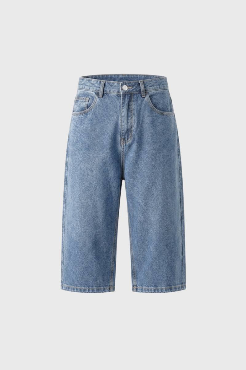 Da Uomo Shorts in Denim Linea Lunga Cinque Tasche Taglio Lavato