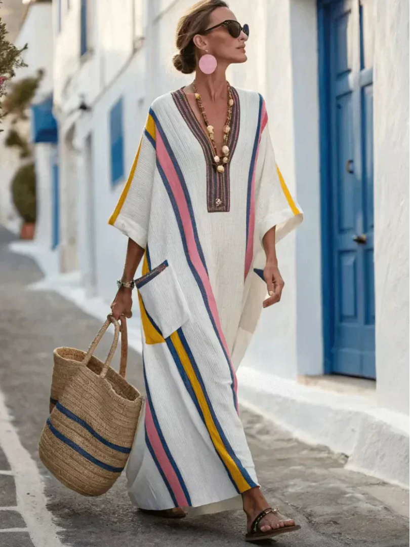 Da Donna Abito Maxi Relax con Dettagli a Contrasto e Tasche