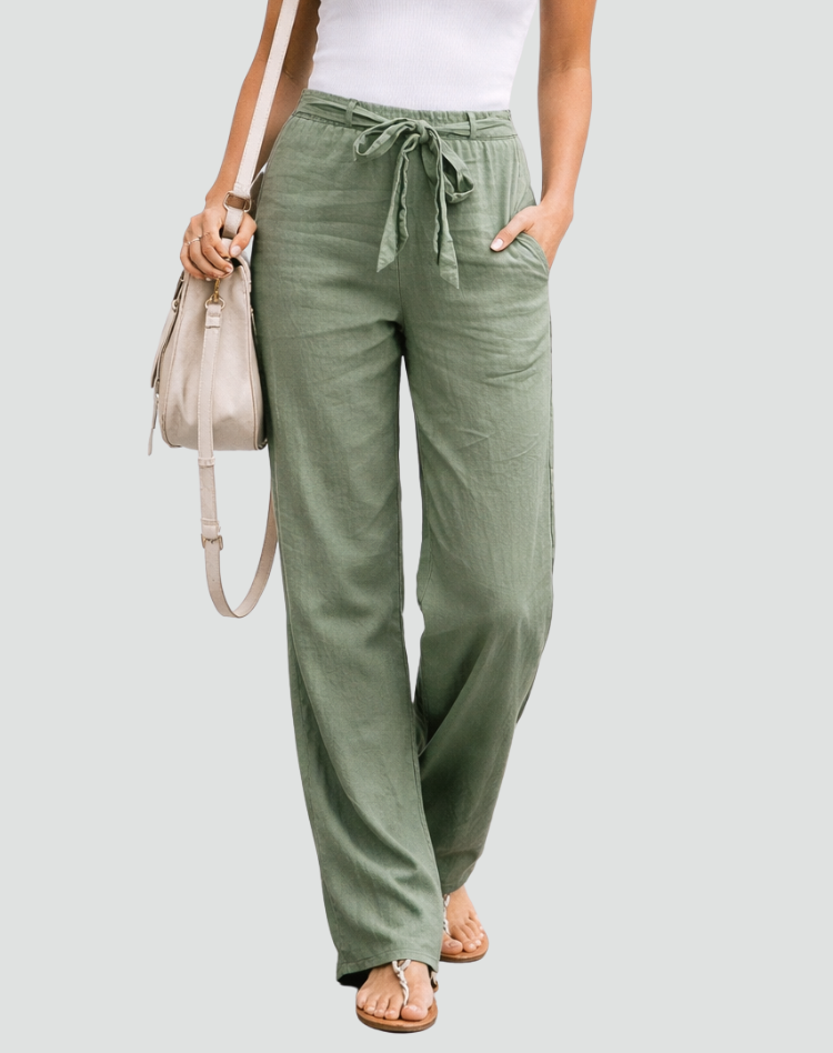 Da Donna Pantaloni in Lino Ampi con Coulisse