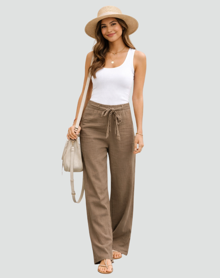 Da Donna Pantaloni in Lino Ampi con Coulisse