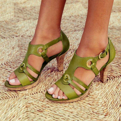 Da Donna Sandali con Tacco Strutturato e Fasce Intrecciate