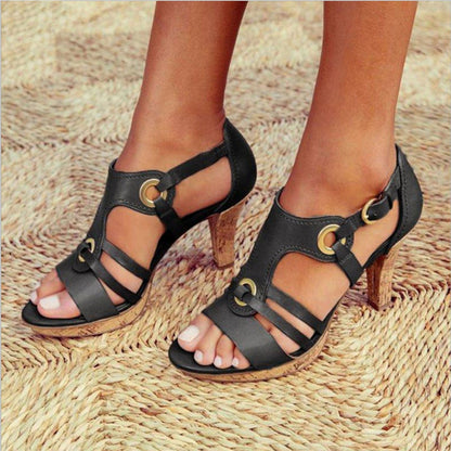 Da Donna Sandali con Tacco Strutturato e Fasce Intrecciate