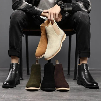 Da Uomo Stivaletti Chelsea Scamosciati Linea Minimal Casual Moderna