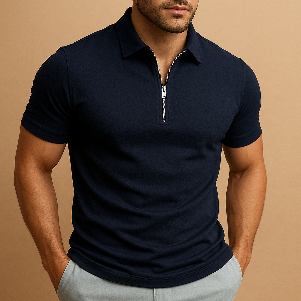 Da Uomo Polo Slim Fit con Zip Moderna