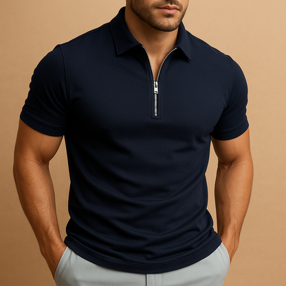 Da Uomo Polo Slim Fit con Zip Moderna