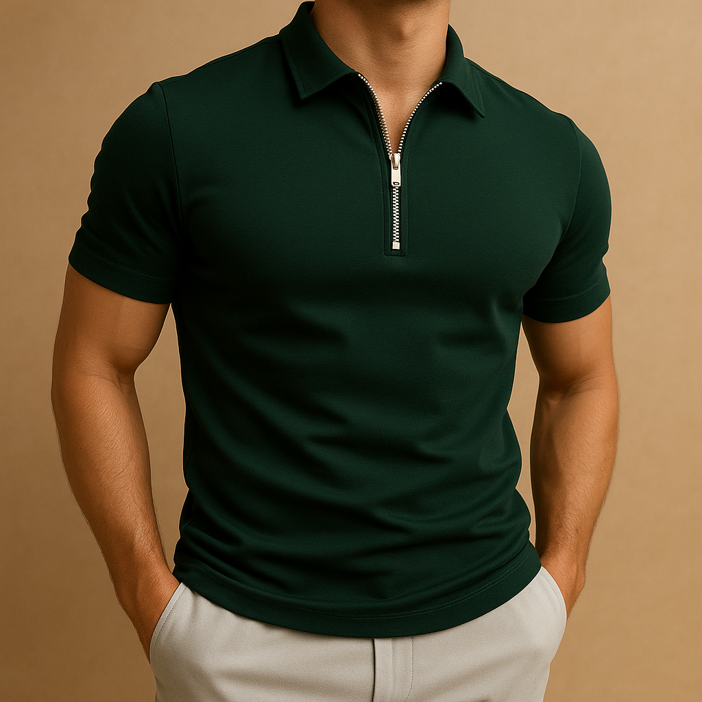 Da Uomo Polo Slim Fit con Zip Moderna
