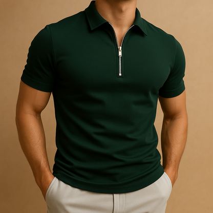 Da Uomo Polo Zip Slim Modern Essential
