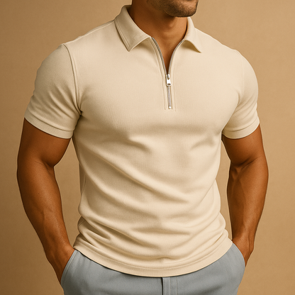 Da Uomo Polo Slim Fit con Zip Moderna