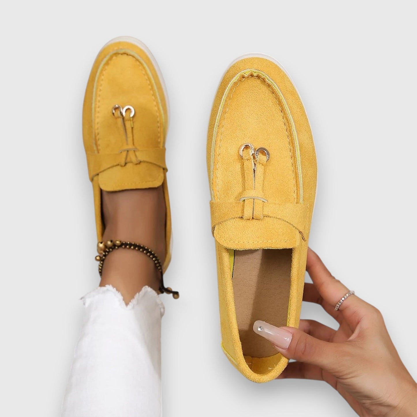 Da Donna Mocassini Slip-On con Nappine Decorative e Suola Flat
