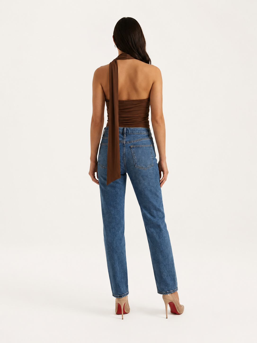 Da Donna Top Halter Drappeggiato con Collo Sciarpa