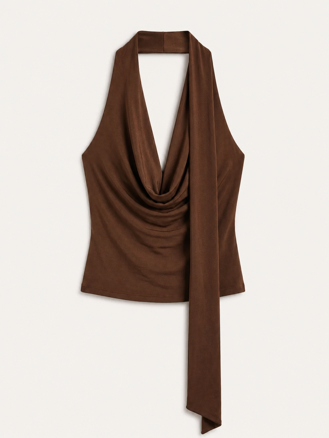 Da Donna Top Halter Drappeggiato con Collo Sciarpa