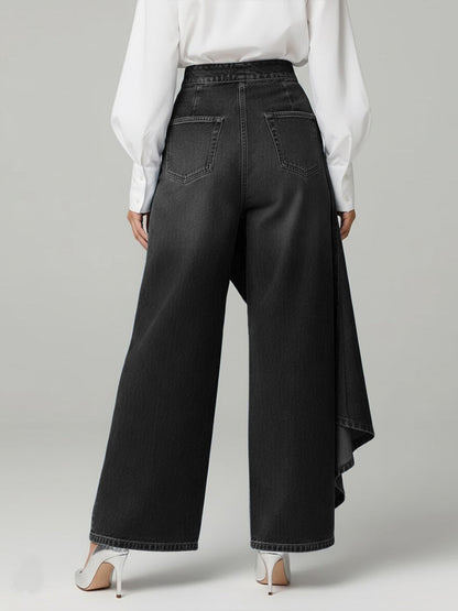 Da Donna Pantaloni Palazzo in Denim a Vita Alta