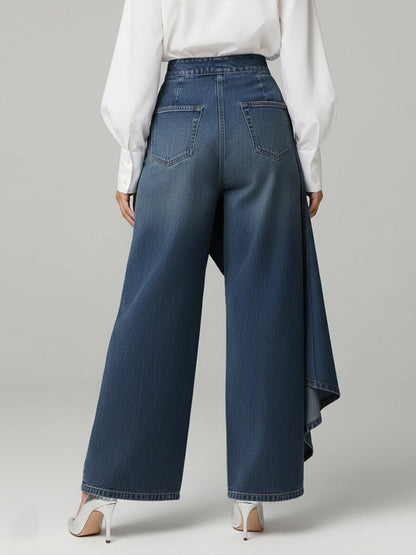 Da Donna Pantaloni Palazzo in Denim a Vita Alta
