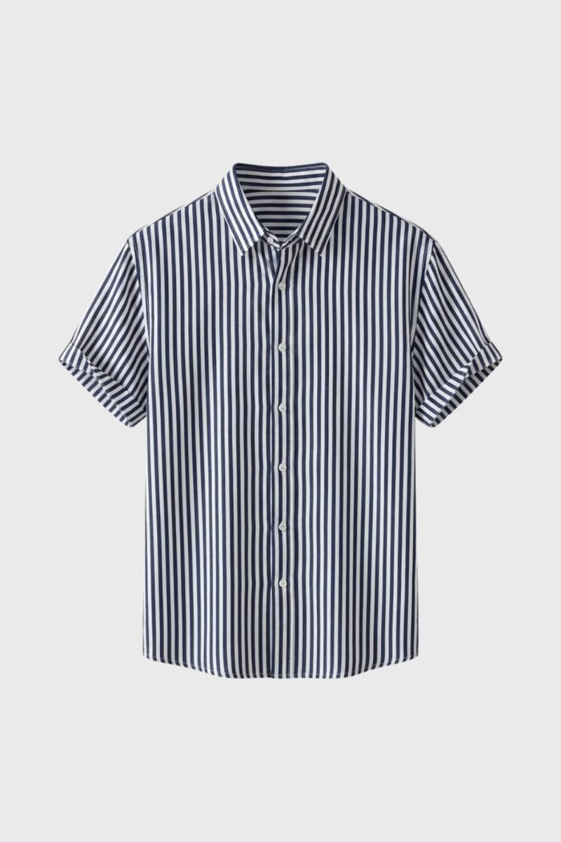 Da Uomo Camicia Stampata con Abbottonatura Frontale e Colletto Ordinato
