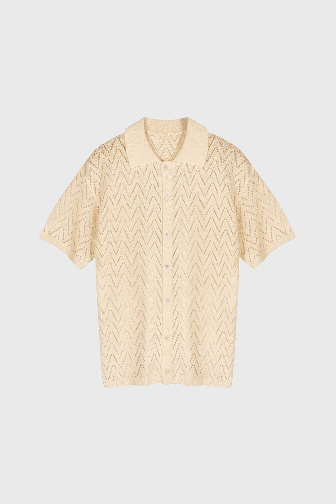 Da Uomo Polo in Maglia Stampata con Abbottonatura Frontale