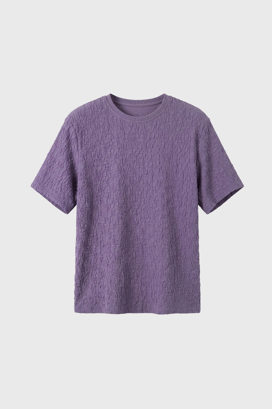 Da Uomo T-Shirt con Texture Stropicciata Girocollo Vestibilità Comoda Top