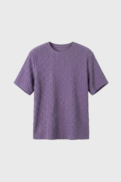 Da Uomo T-Shirt con Texture Stropicciata Girocollo Vestibilità Comoda Top