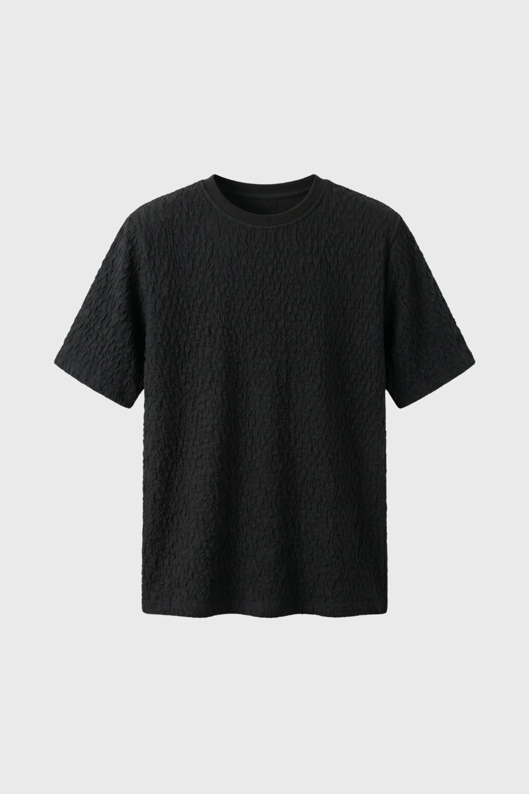 Da Uomo T-Shirt con Texture Stropicciata Girocollo Vestibilità Comoda Top