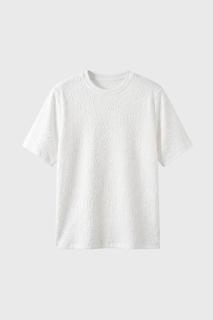 Da Uomo T-Shirt con Texture Stropicciata Girocollo Vestibilità Comoda Top
