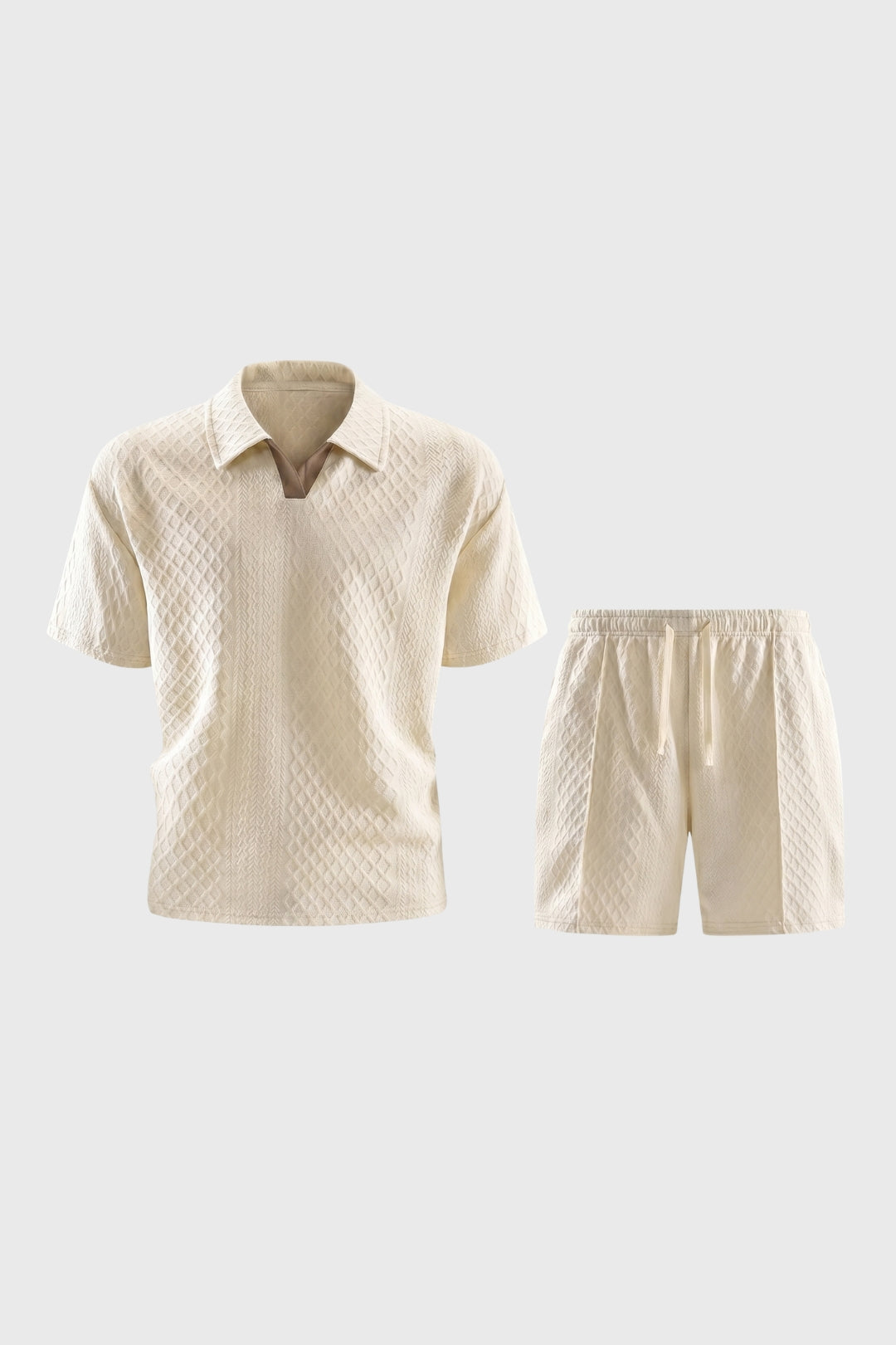 Da Uomo Set Polo Testurizzato con Shorts Resort con Coulisse