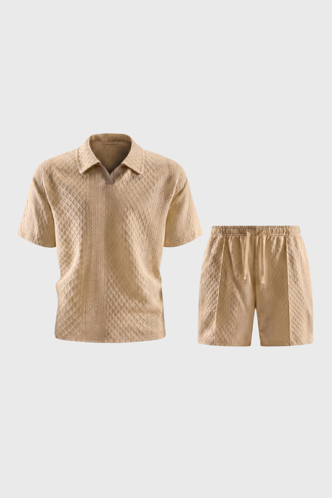 Da Uomo Set Polo Testurizzato con Shorts Resort con Coulisse