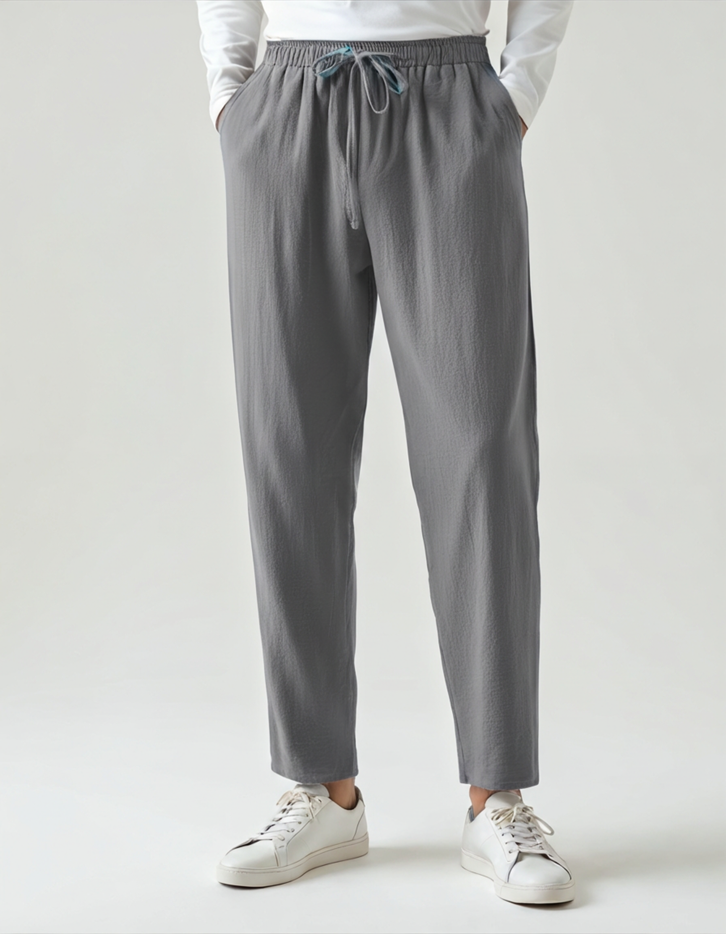 Da Uomo Pantaloni Relax con Coulisse e Gamba Dritta Morbida