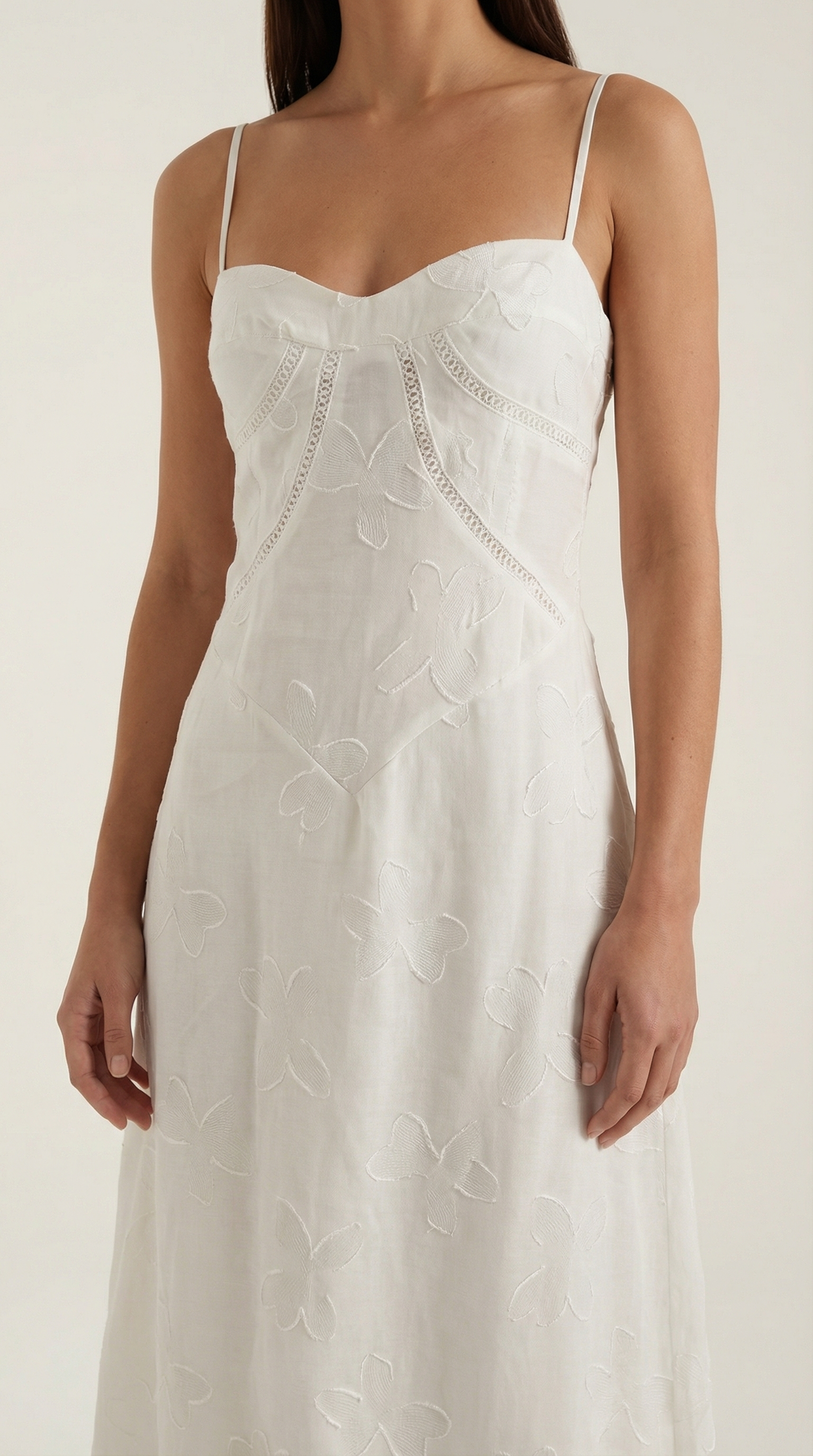 Da Donna Abito Maxi Jacquard Scollo a Cuore Spalline Sottili