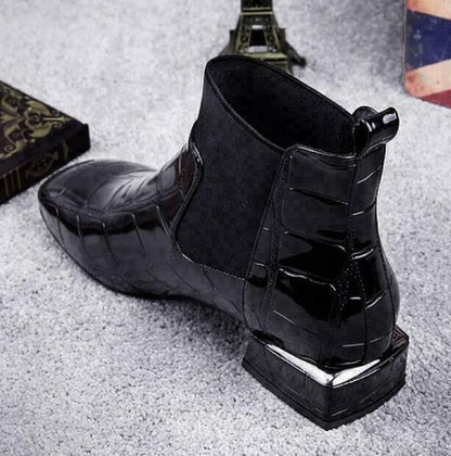 Donna Stivaletti Lucidi Punta Squadrata Stile Elegante Moderno