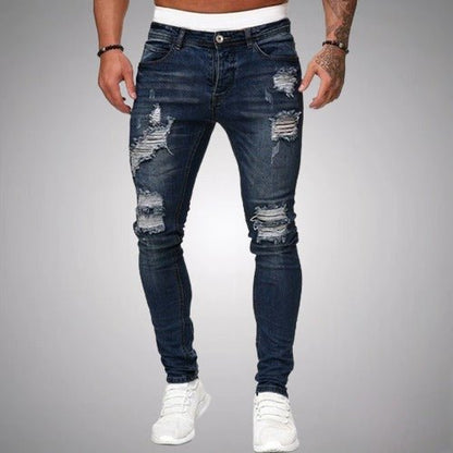 Da Uomo Jeans Slim Fit Denim Destroyed Elasticizzati