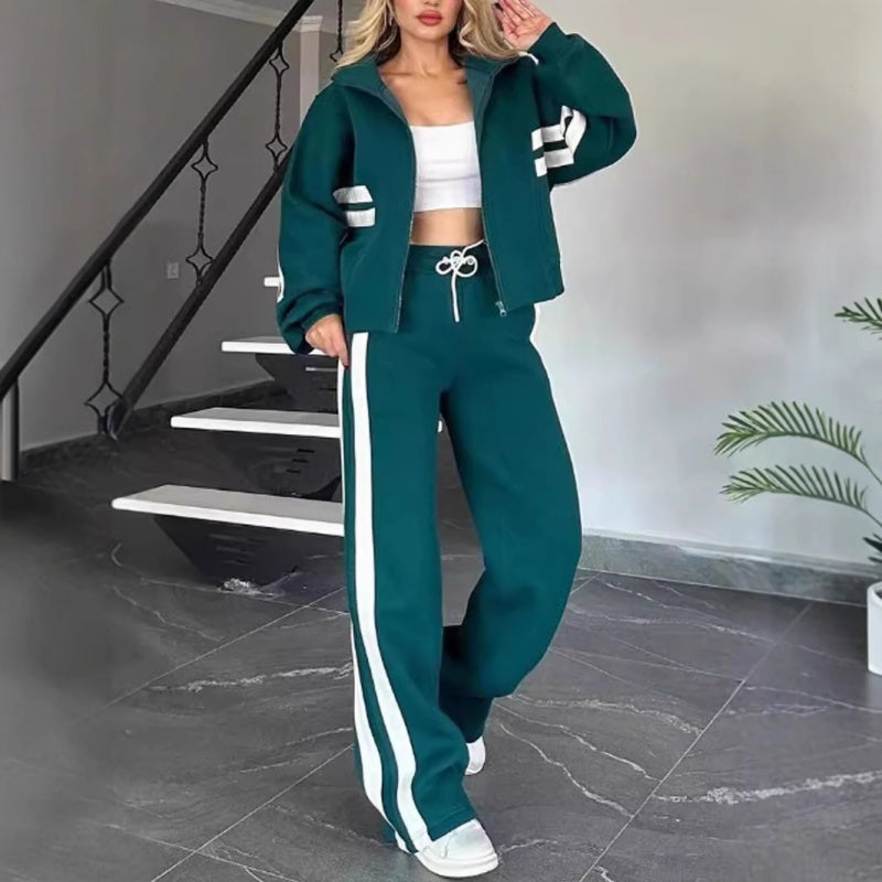 Da Donna Completo Tuta Zip Riga Sport Casual Moderna