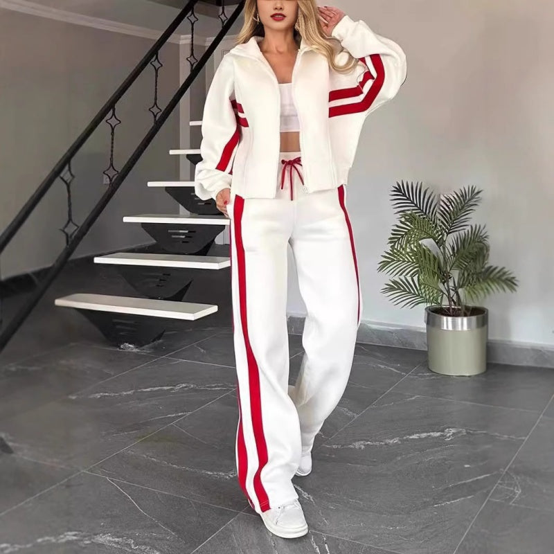 Da Donna Completo Tuta Zip Riga Sport Casual Moderna