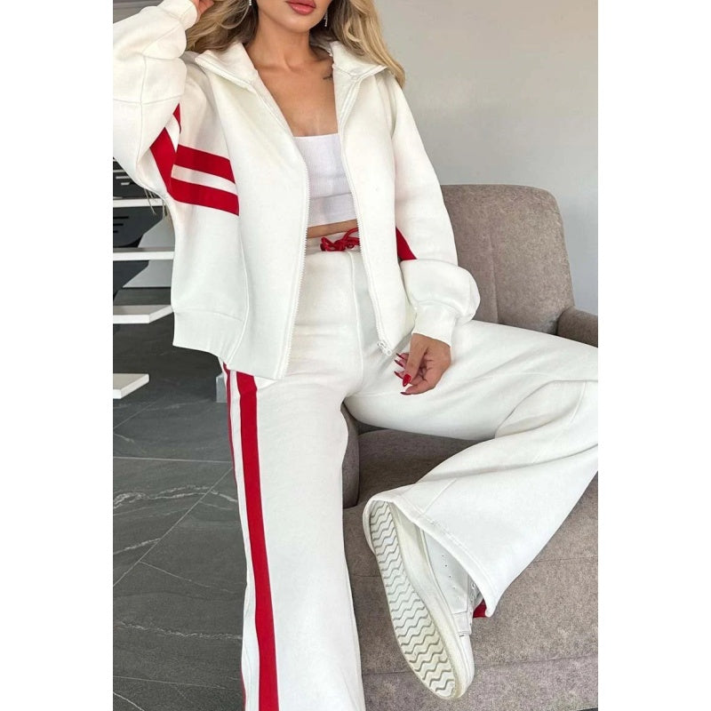 Da Donna Completo Tuta Zip Riga Sport Casual Moderna