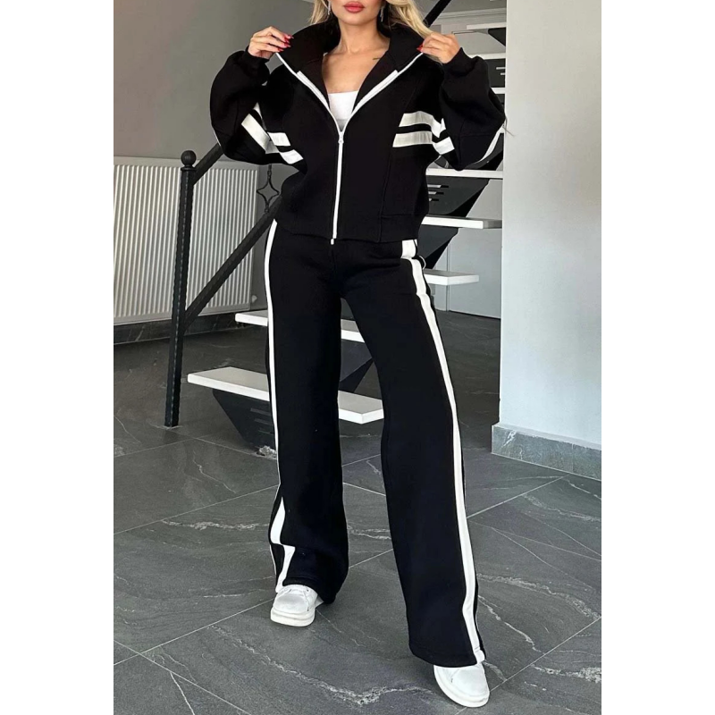 Da Donna Completo Tuta Zip Riga Sport Casual Moderna