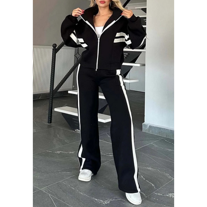Da Donna Completo Tuta Zip Riga Sport Casual Moderna